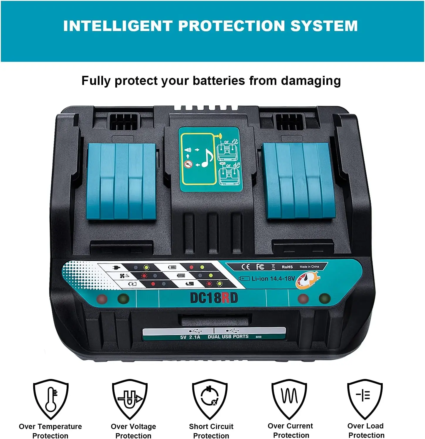 Makita LXT Cargador doble para batería de litio con carga rápida - imagen 5