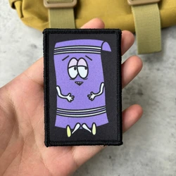 Parche moral táctico púrpura con velcro y bandera USA