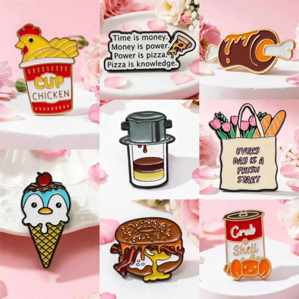 Pin de solapa esmaltado con comida divertida – Accesorio juvenil - imagen 5