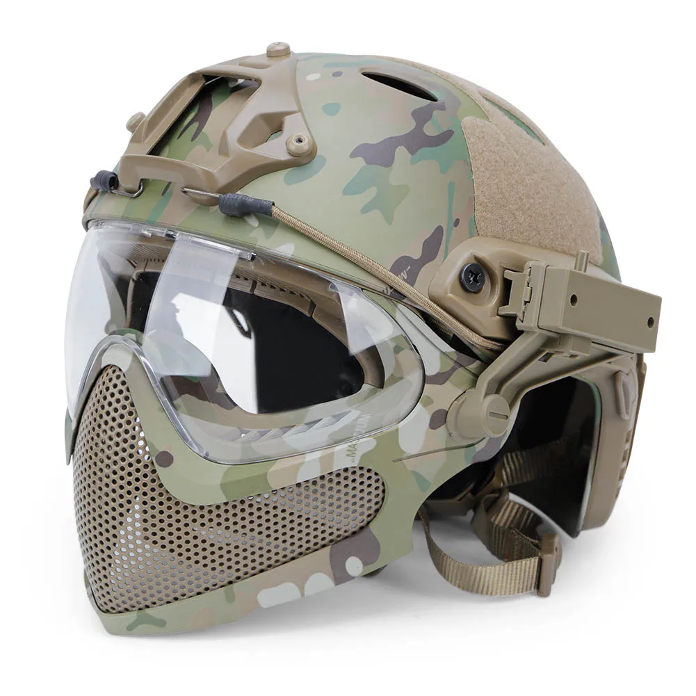 Casco táctico con protección facial y visor para airsoft, tiro - imagen 2