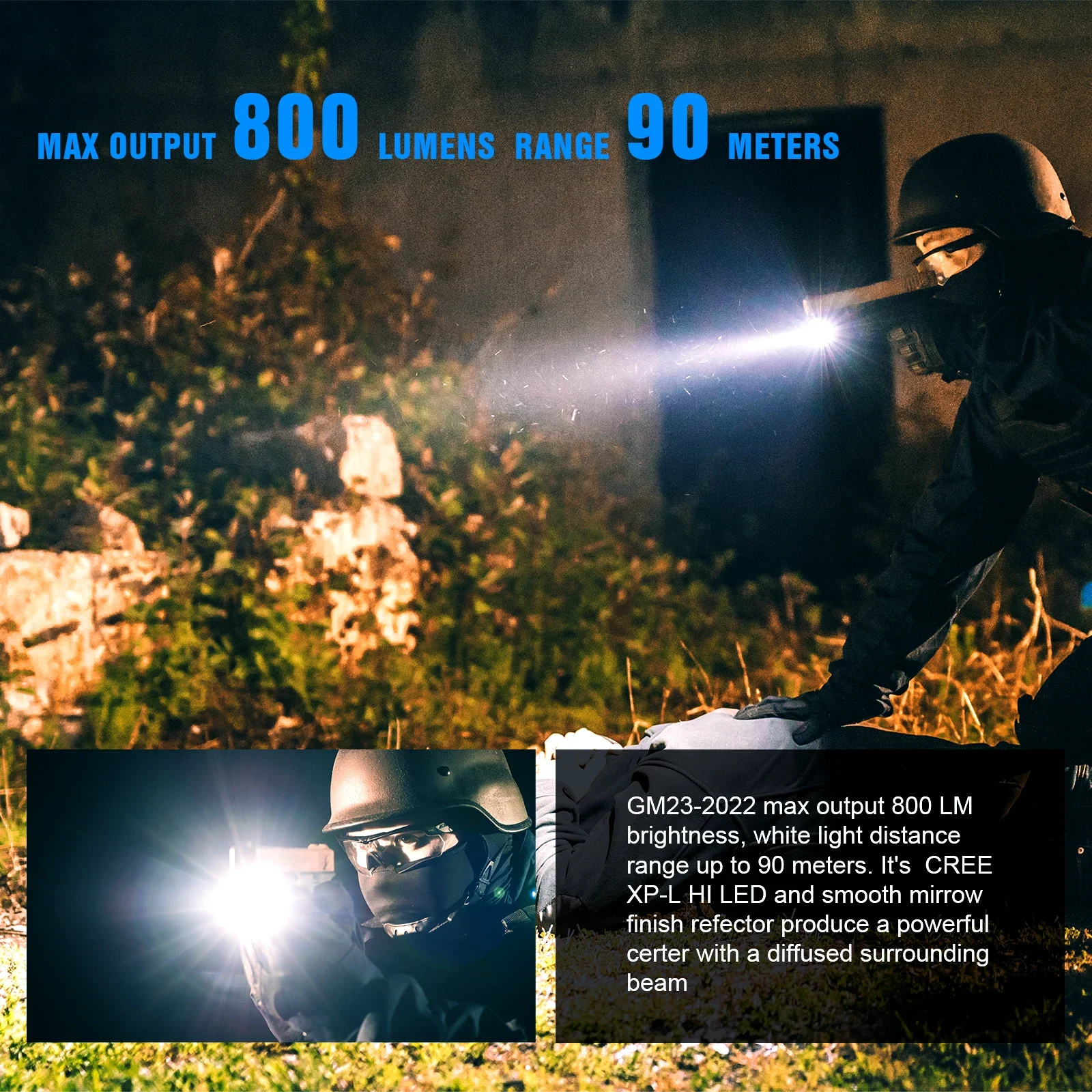 Trustfire GM23 Linterna táctica LED 800LM riel USB - imagen 2
