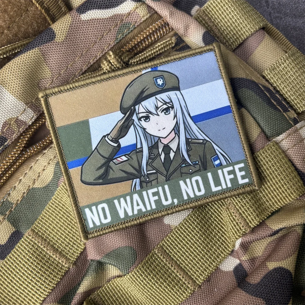 Parche táctico chica militar NO WAIFU NO LIFE con velcro