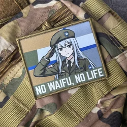 Parche táctico chica militar NO WAIFU NO LIFE con velcro
