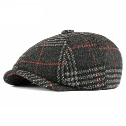 Gorra plana estilo retro cuadros negros – boina y banda elástica