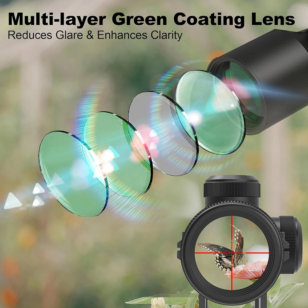 Mira táctica óptica para rifle con iluminación verde y roja Picatinny