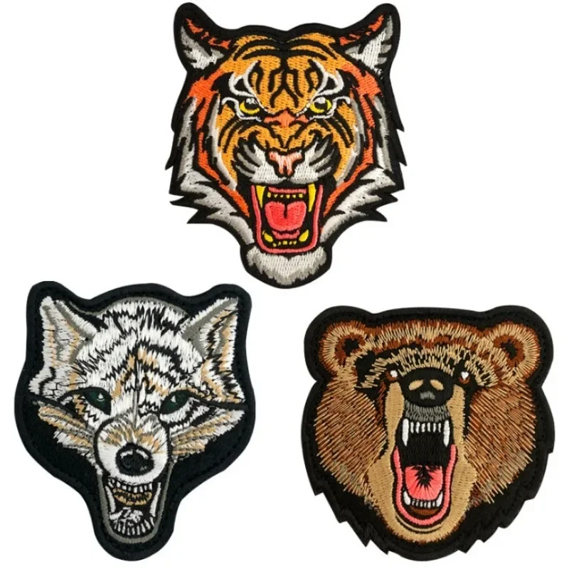 Parche táctico bordado con gancho - oso, lobo o tigre - chaquetas