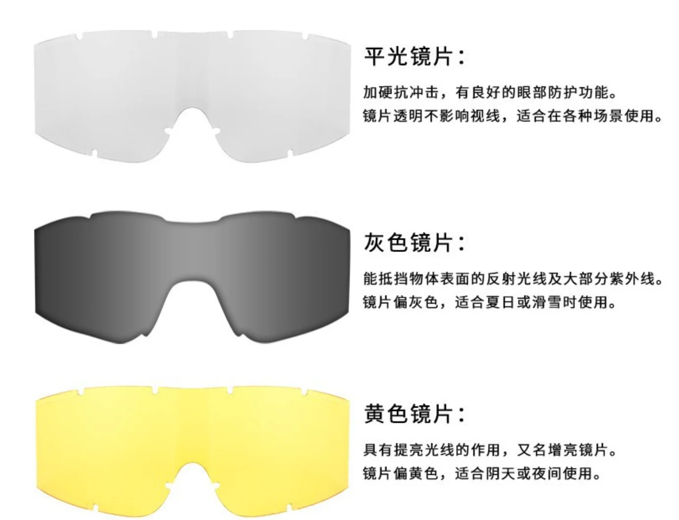 Lente transparente en gafas tácticas