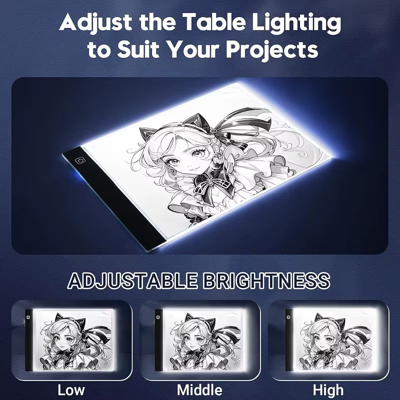 Mesa de dibujo LED infantil regulable – 3 niveles de luz LED - imagen 4