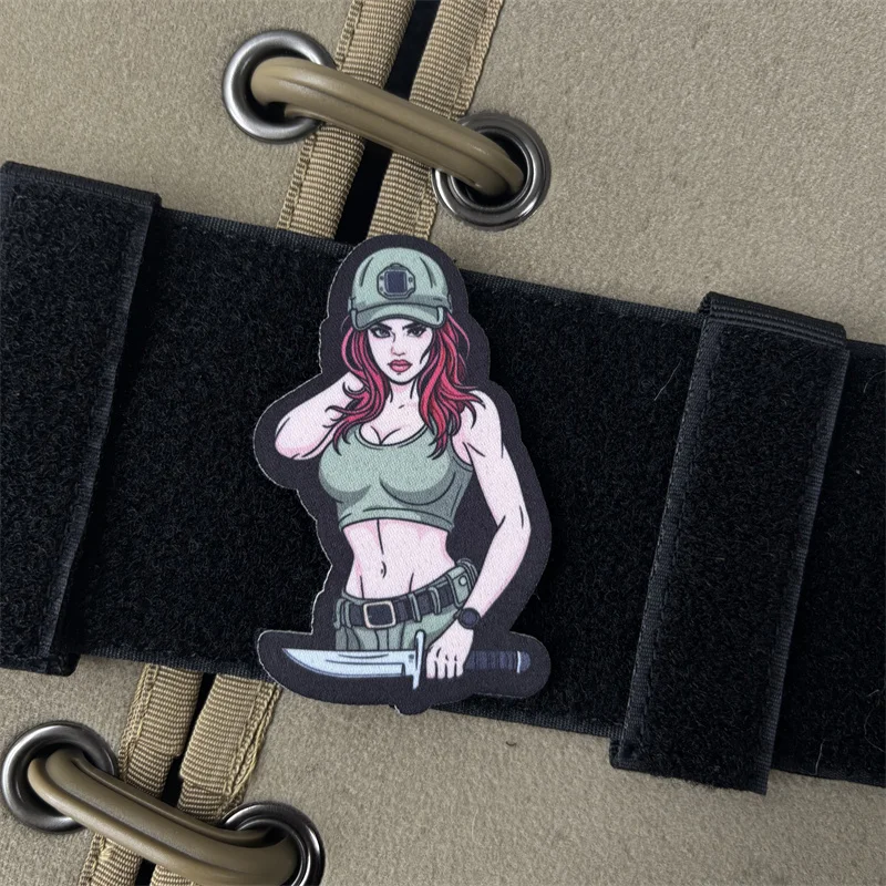 Parche táctico con diseño de chica anime