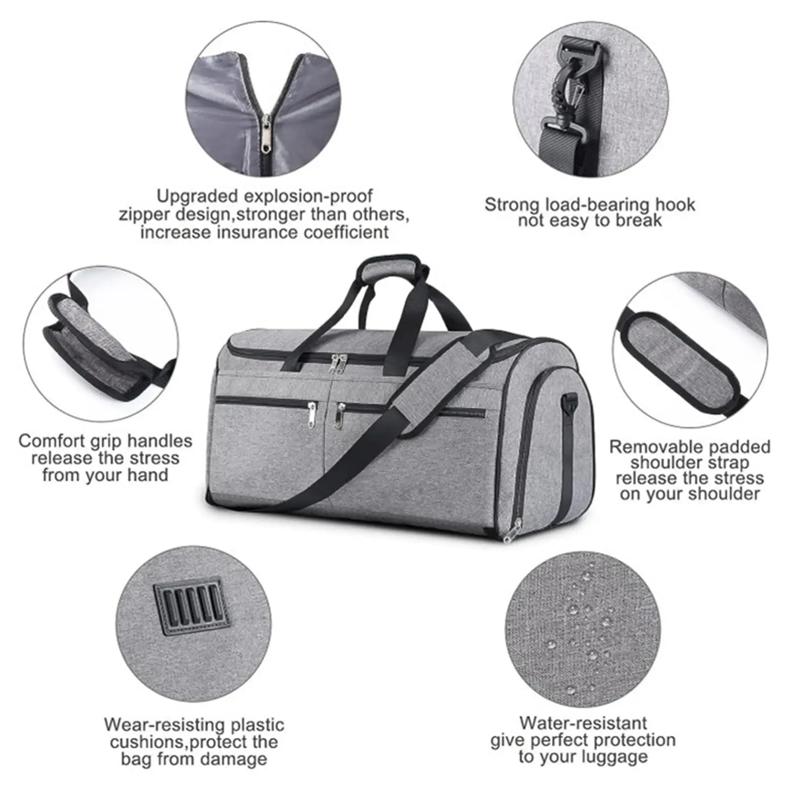 Bolsa de viaje lona plegable para trajes, ropa, hombre y mujer - imagen 4
