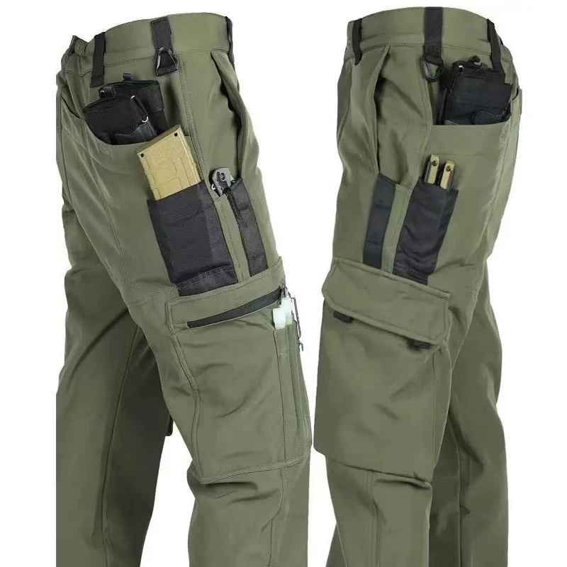 Pantalones cargo tácticos elásticos forro polar impermeables