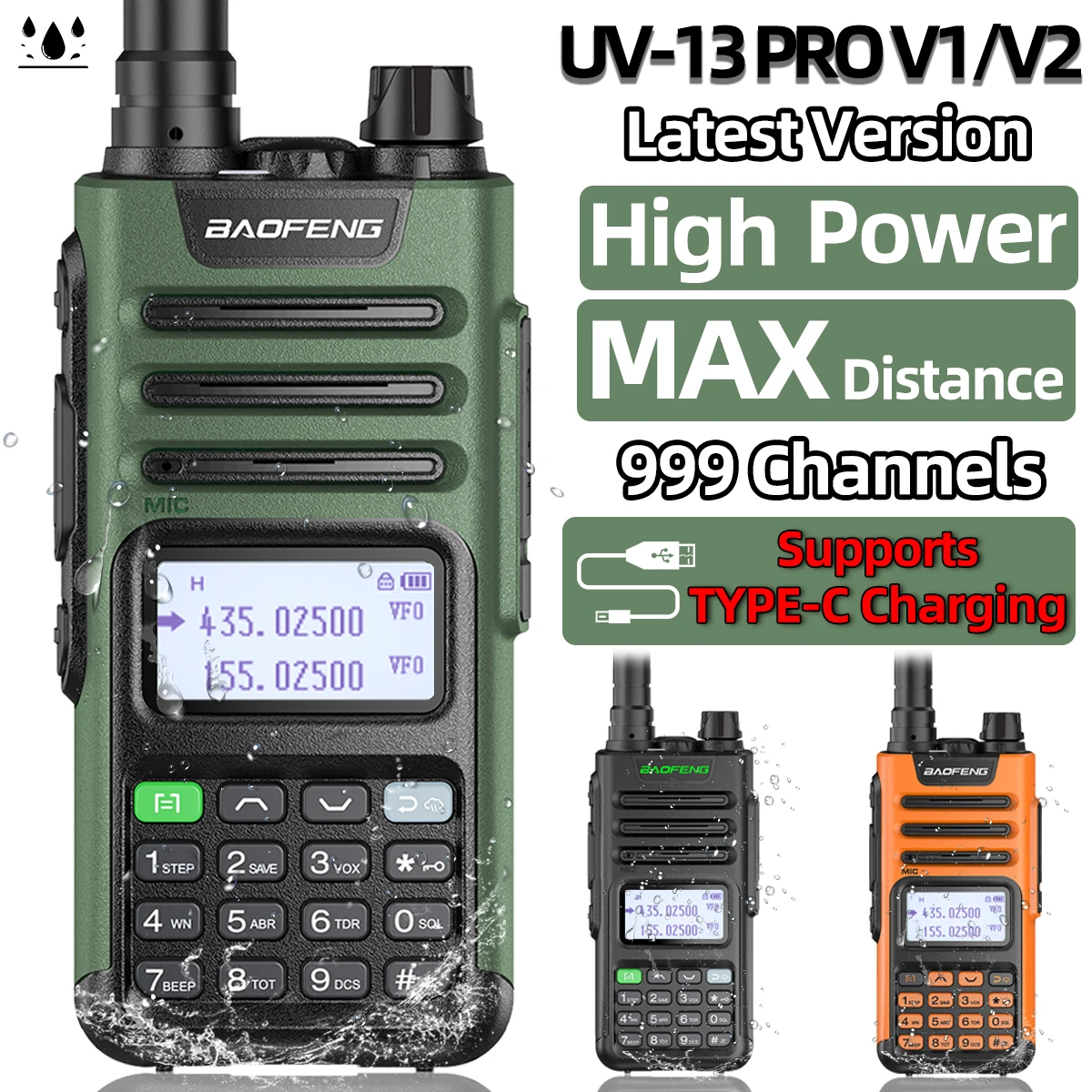 Baofeng UV-13 PRO Walkie Talkie Banda Dual USB-C Radioaficionados - imagen 2