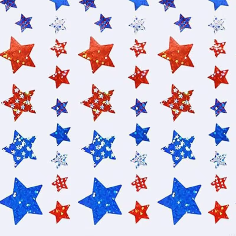 Cinta adhesiva diamantes imitación rojo, blanco y azul – Estrellas - imagen 2