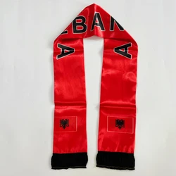 Bufanda Albania satén estampada ambos lados con borlas para fútbol