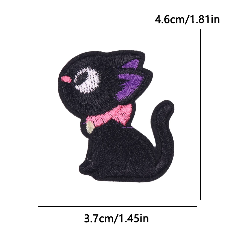 Parche termoadhesivo bordado gato ojos grandes para mochila y gorra - imagen 2