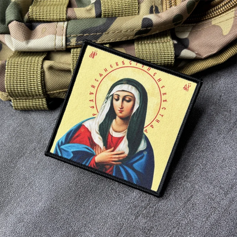 Parche táctico velcro Jesús y Virgen María impreso para mochila - imagen 5
