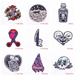 Parche táctico termoaplicable calavera Punk con cuchillo para chaqueta