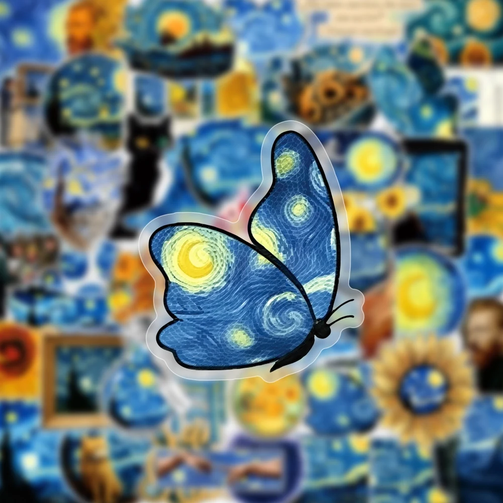 Van Gogh pegatinas impermeables vinilo decorativo noche estrellada - imagen 2