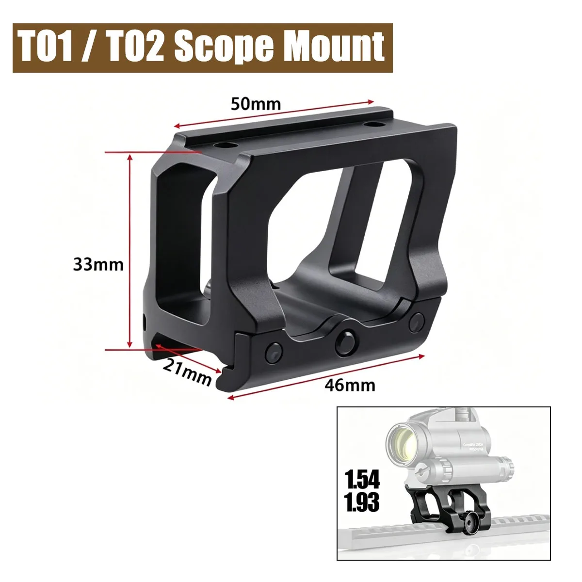 UNITY Tactical T002/T001 – Montura elevadora para punto rojo - imagen 3