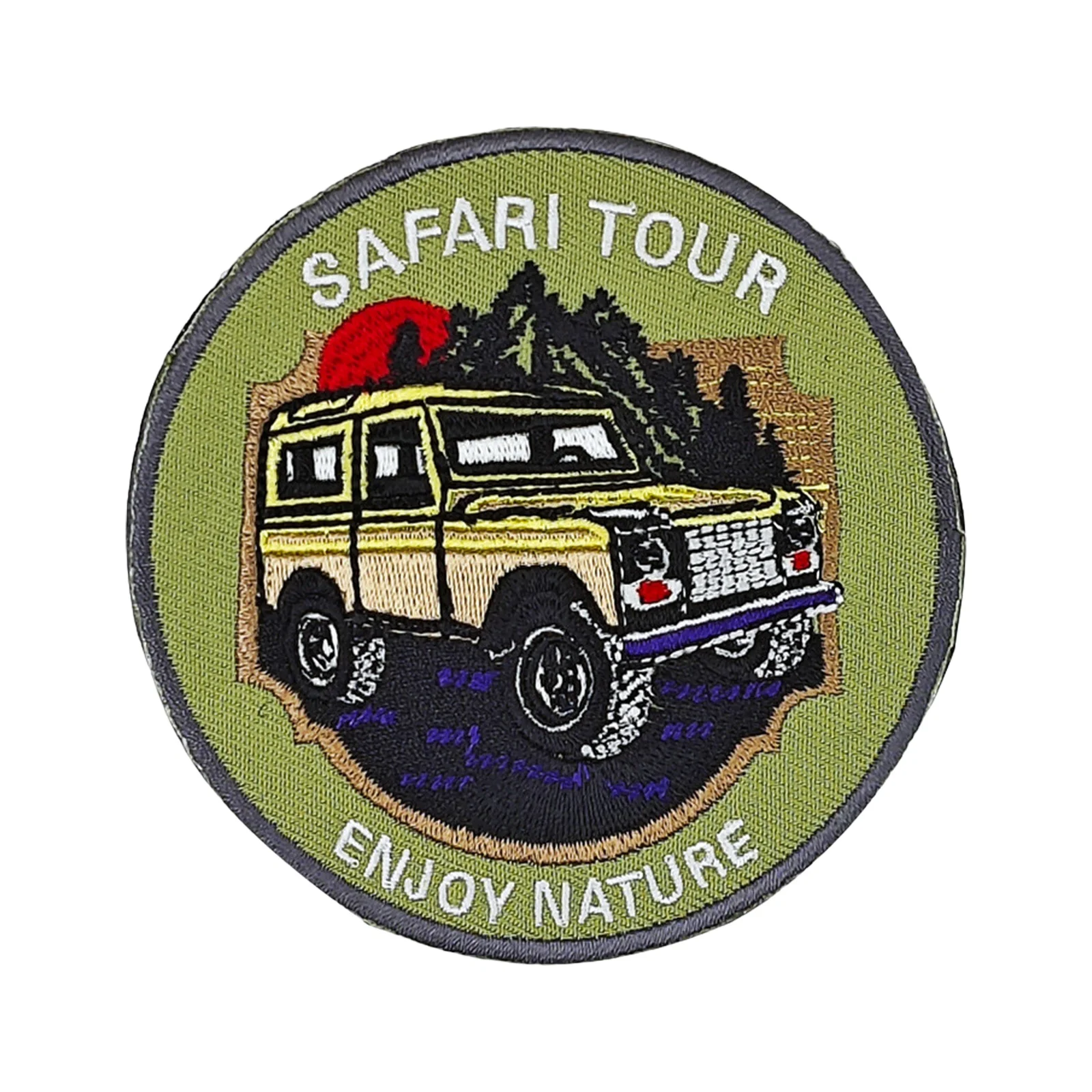Safari Tour Adventure parche bordado con velcro sobre mochila