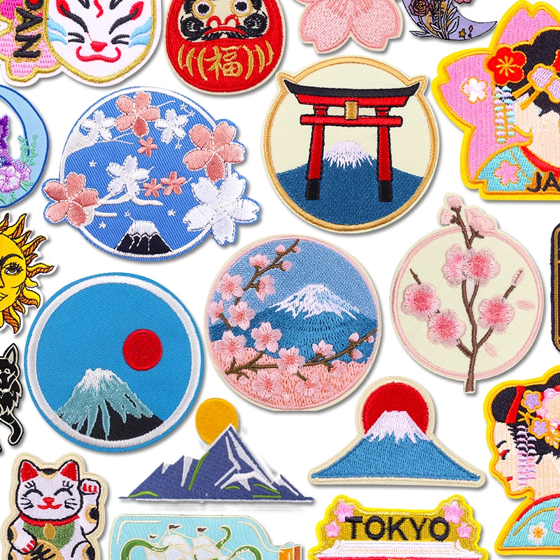 Parche bordado flores de cerezo japonés – Termoadhesivo para ropa - imagen 3