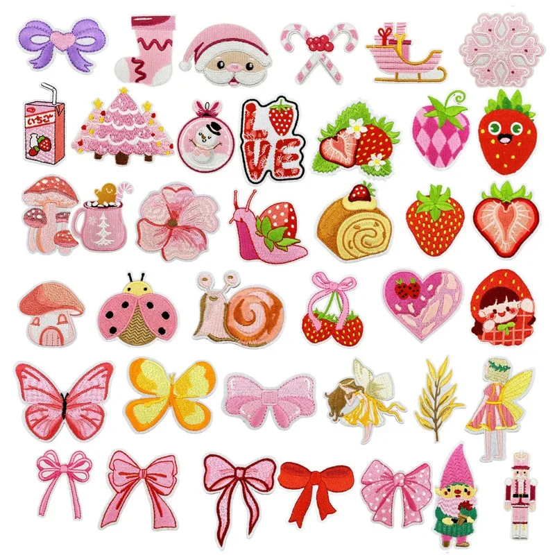 Parche de planchado dibujo animado rosa con lazo Navidad - imagen 2