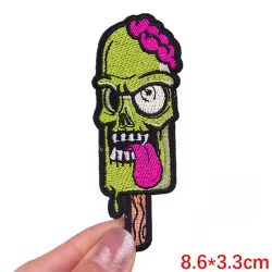 Parche táctico bordado calavera punk rosa termoadhesivo para planchar