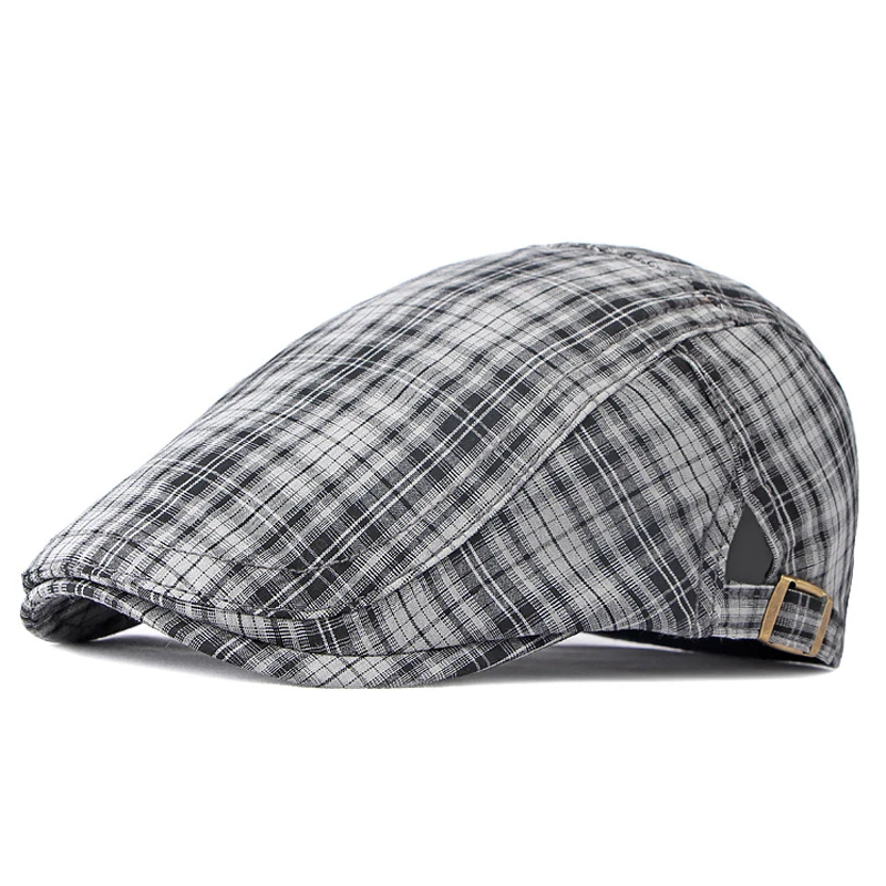 Gorra de algodón vintage a cuadros para conducción y paseo