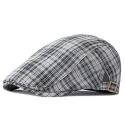Gorra de algodón vintage a cuadros para conducción y paseo