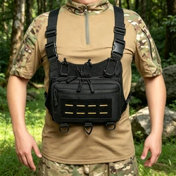 Chaleco táctico MOLLE utilitario EDC con bolsa frontal y correa