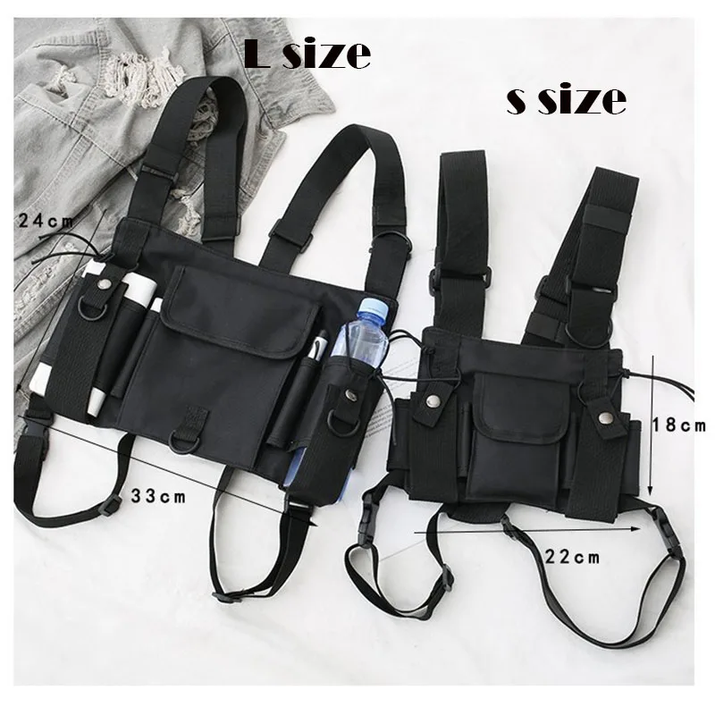 Chest rig táctico negro estilo urbano - bolso de pecho funcional - imagen 3