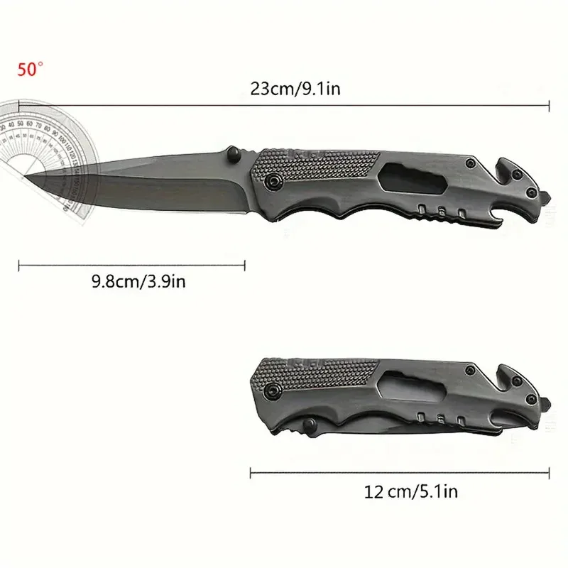Cuchillo de supervivencia plegable multiusos bolsillo acero inoxidable - imagen 5