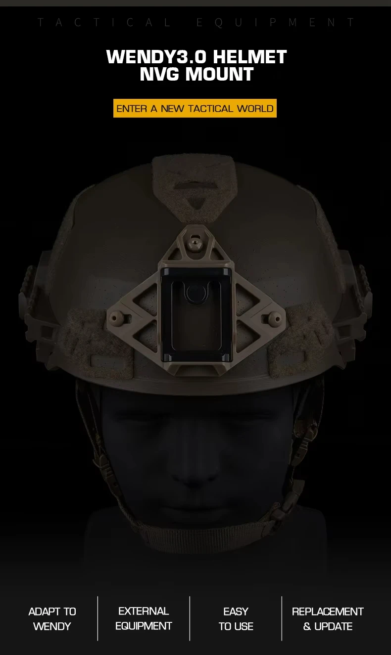 Vista frontal del casco Wendy 3,0 con base NVG negra