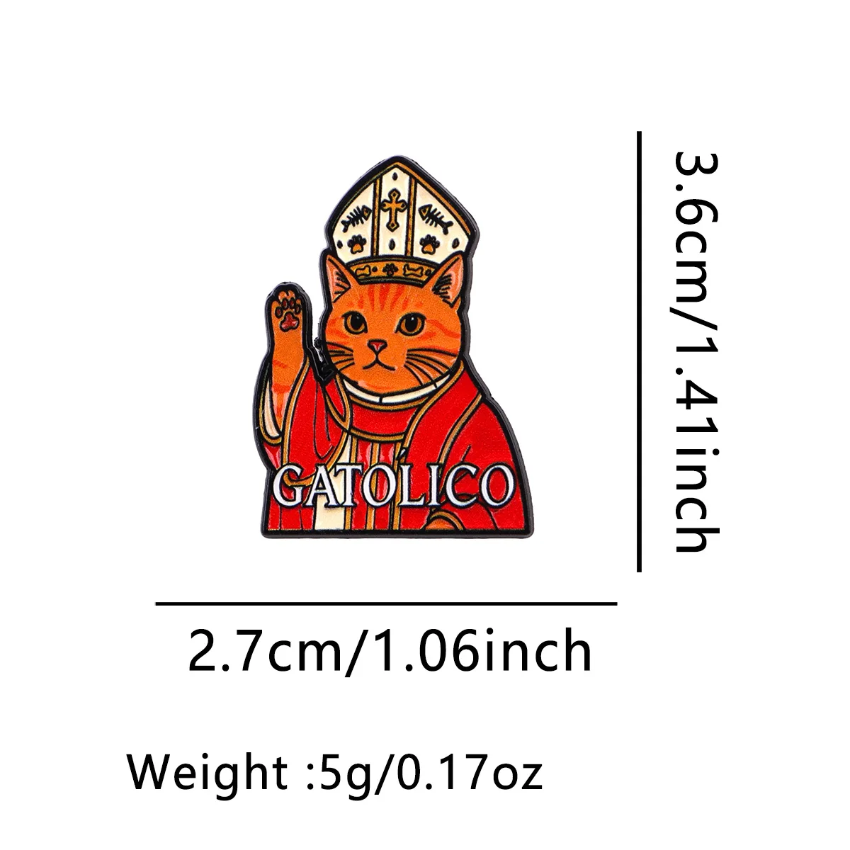 Pin esmaltado de gato naranja para solapa y bolsos, metal - imagen 4