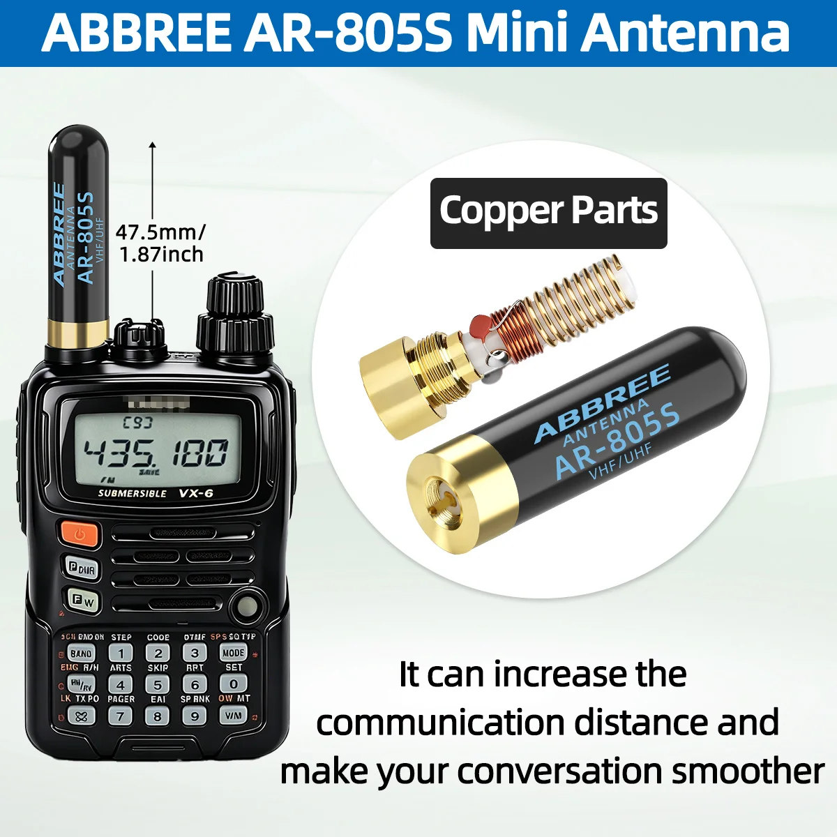 ABBREE AR-805S antena para walkie talkie SMA macho doble banda - imagen 5