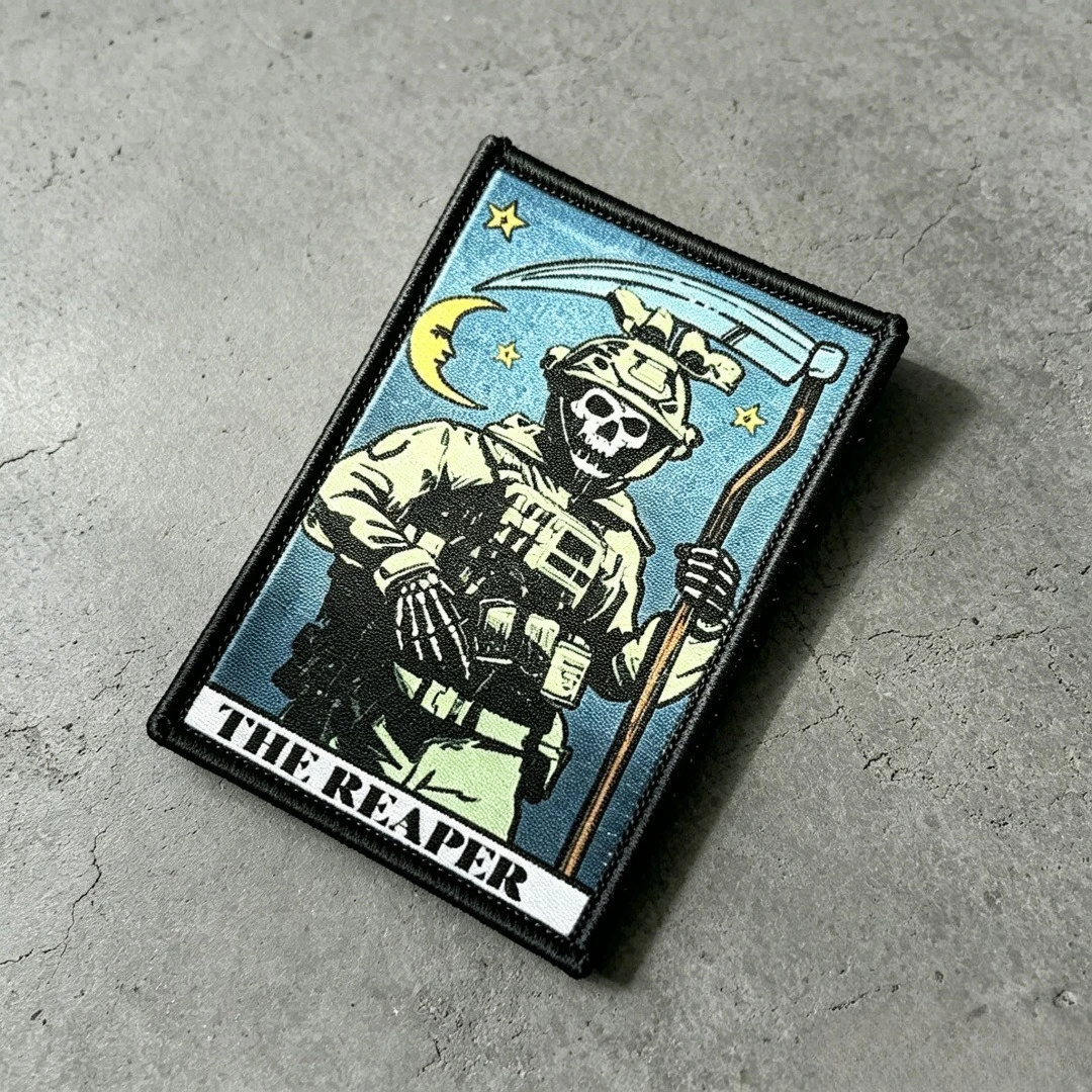 Ceñido Mentado Parche táctico calavera estilo Tarot con velcro - imagen 5