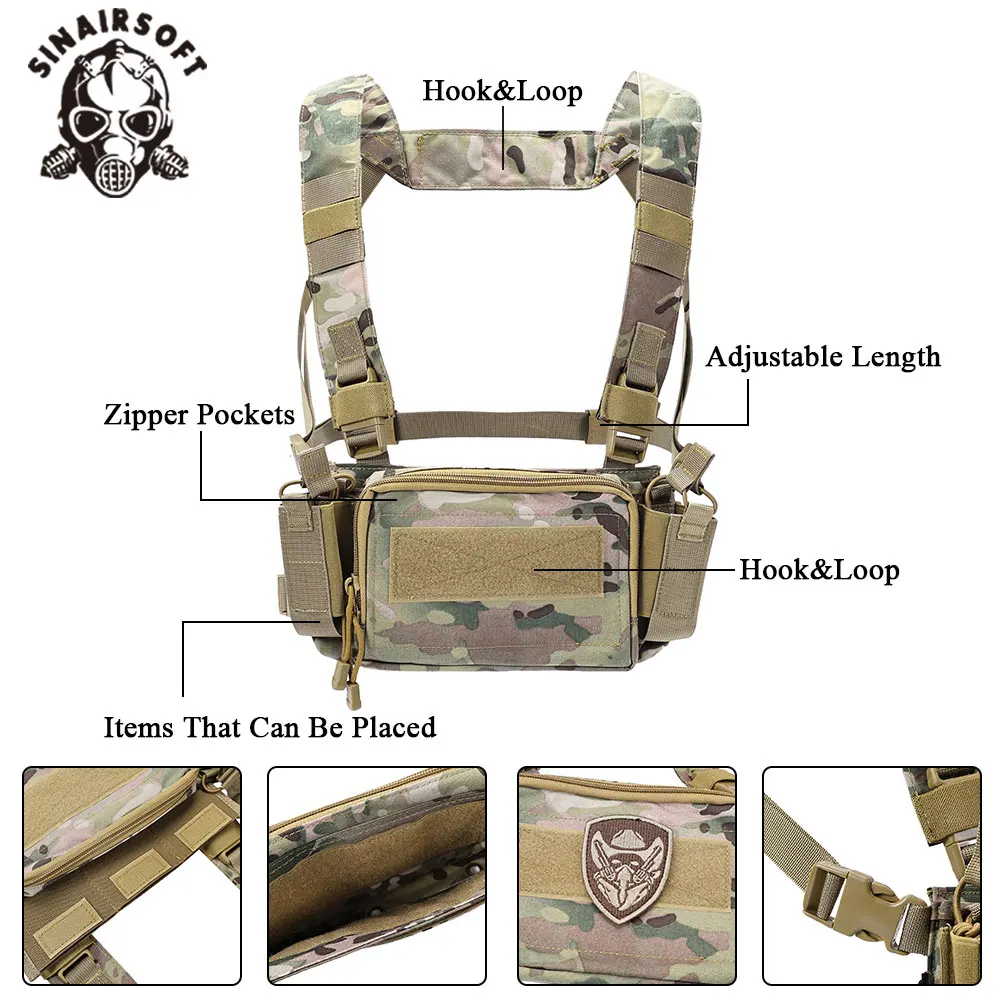 Chaleco táctico SINAIRSOFT D3CR con bolsillos para rifle y pistola - imagen 4