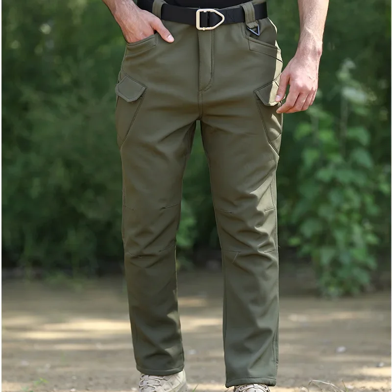 Pantalón táctico softshell repelente al agua forro polar cargo - imagen 3