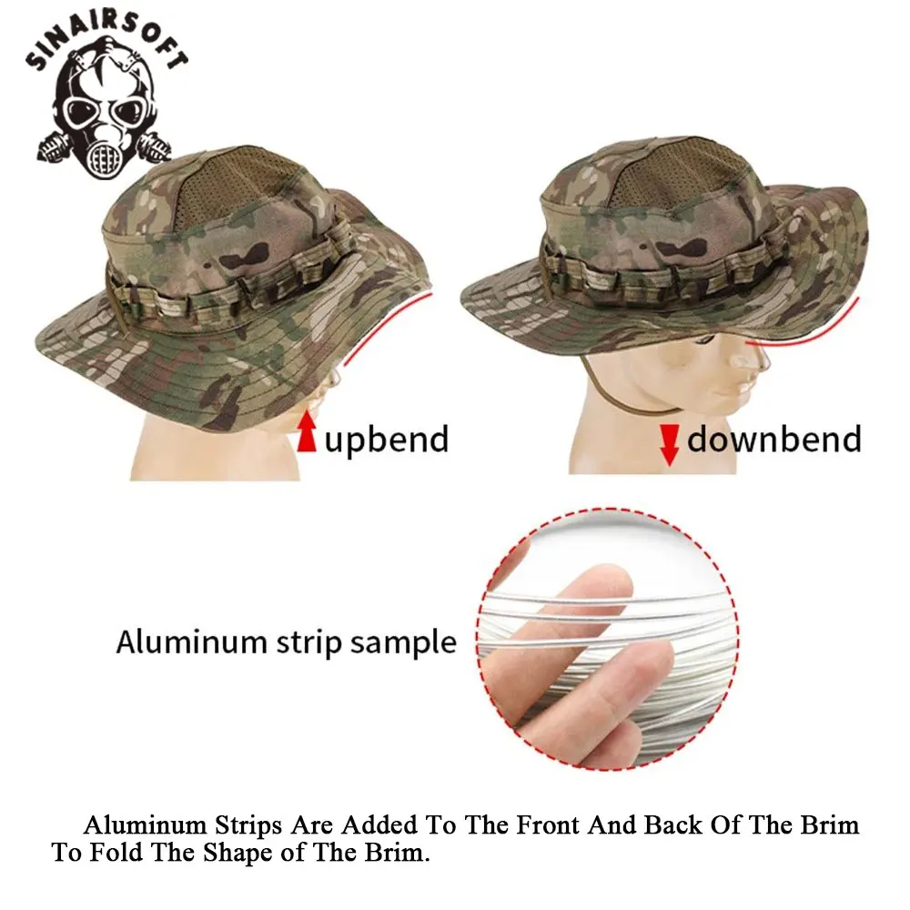 SINAIRSOFT Sombrero táctico PRO con ala redonda para sol