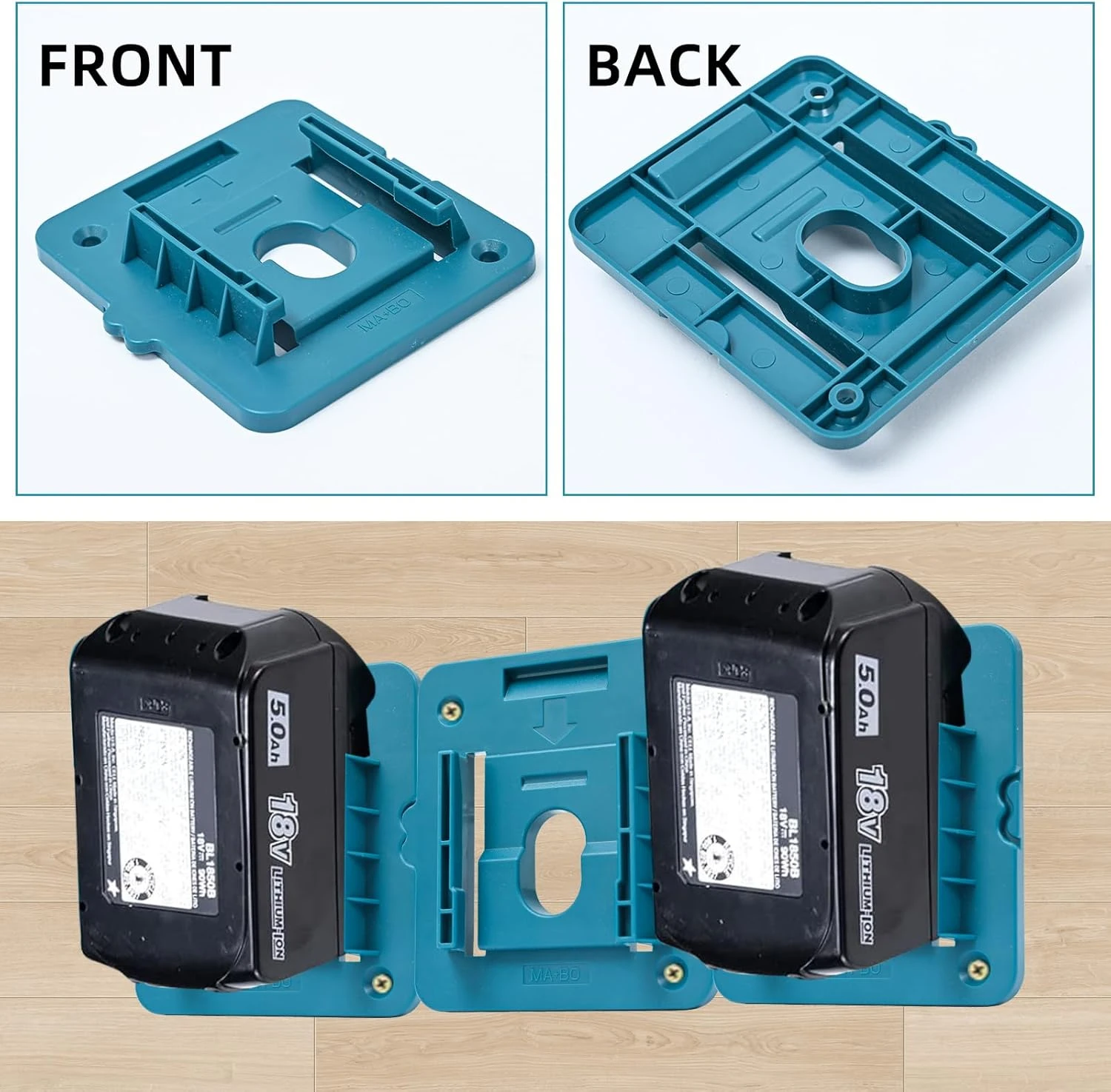 Soporte de pared batería Makita 18V en ABS con tornillos, sin batería - imagen 3