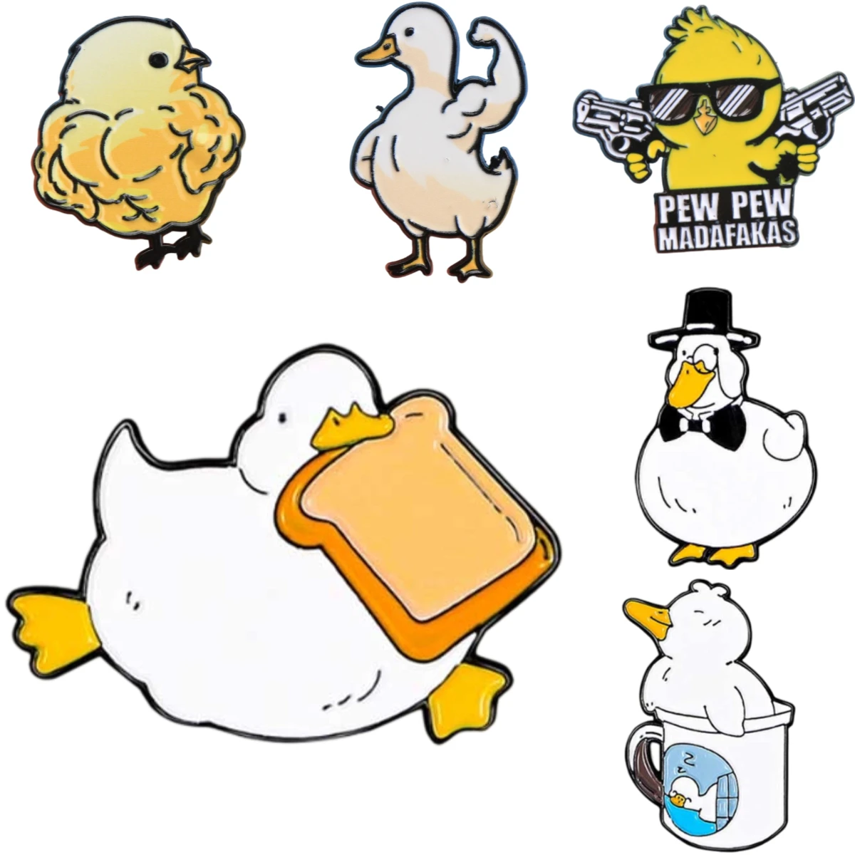 Pin esmaltado pato y capibara de solapa, animales de dibujo animado - imagen 5