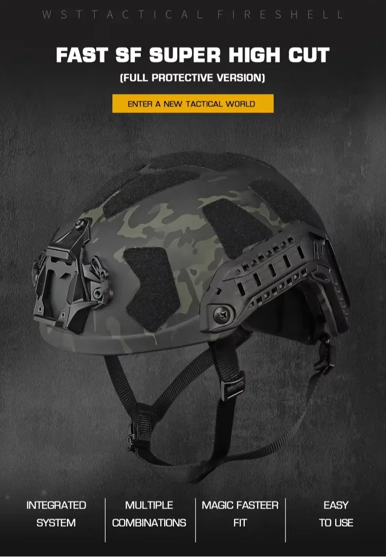 Casco táctico FAST en color negro y tan