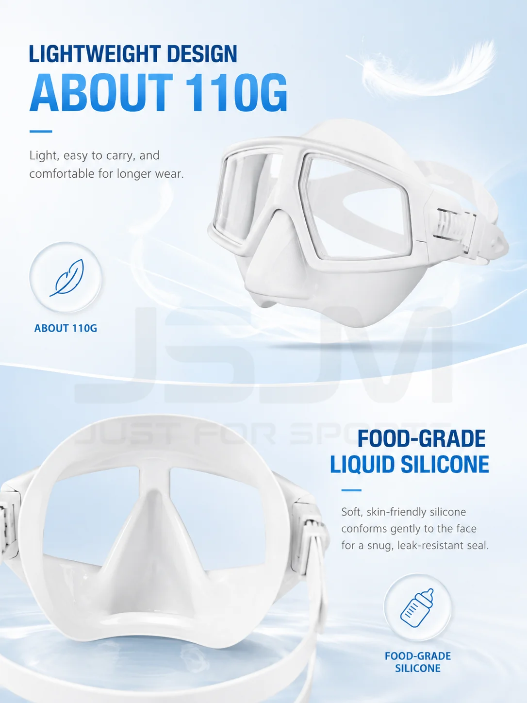 JSJM Máscara de buceo de bajo volumen antivaho para apnea y snorkel - imagen 2