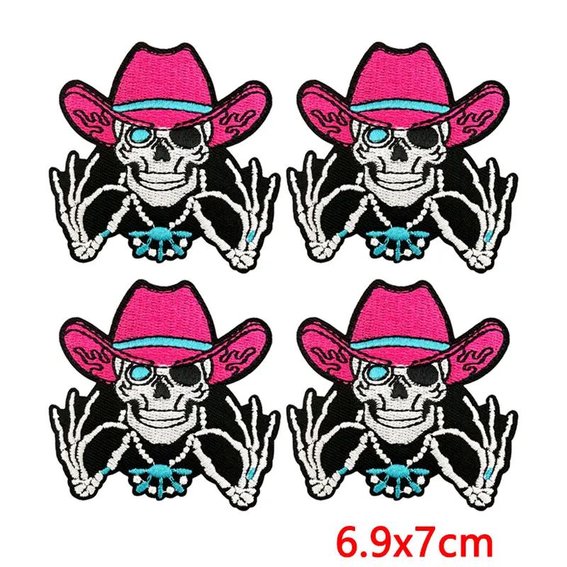 Parche termoadhesivo calavera ajedrez y labios retro occidental - imagen 4