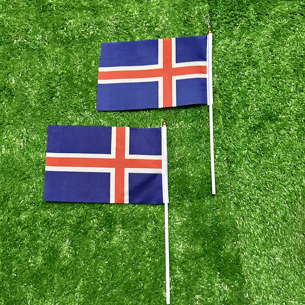 Bandera de Islandia poliéster con asta de plástico para ondear a mano - imagen 5