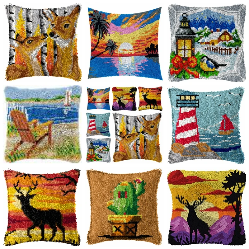 Kit latch hook para cojín con paisajes silvestres y animales - imagen 5