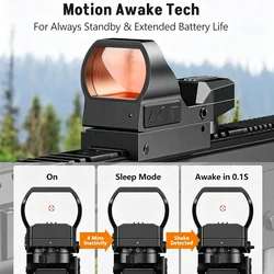 Mira reflex roja recargable con activación por movimiento para Picatinny