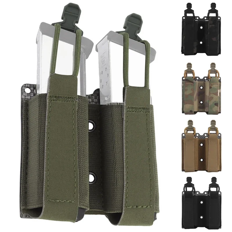 Funda doble portacarregadores MOLLE 9mm con linterna y cuchillo