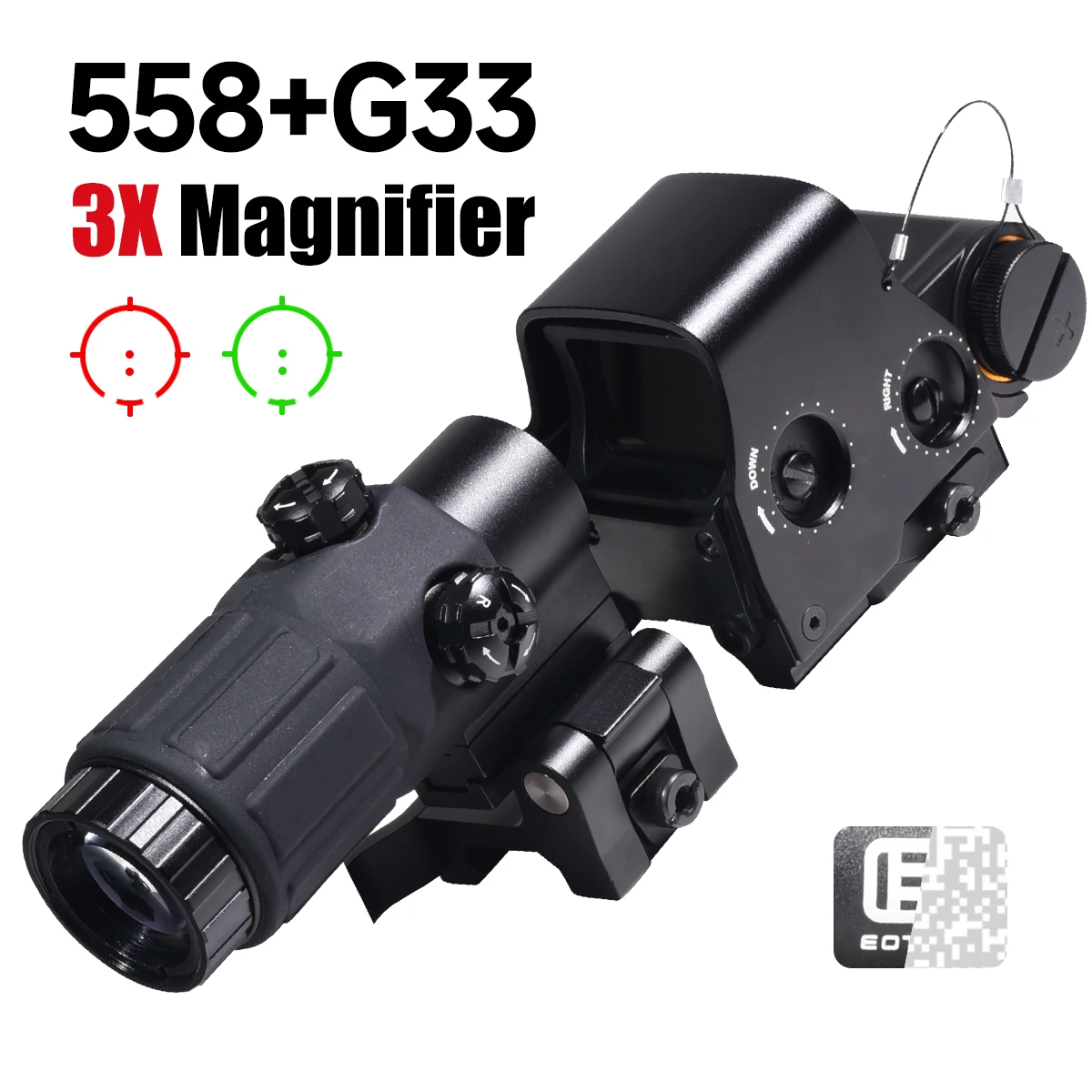 Mira holográfica G33 con punto rojo y lupa 3x plegable QD - imagen 4