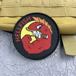 Parche táctico Hell Fish – Morale patch impreso con gancho y bucle